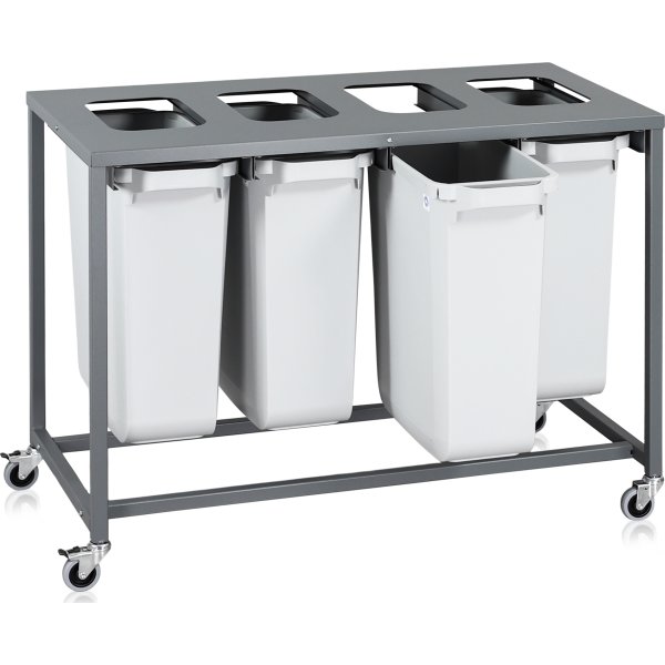 Sorteringsvogn Light, 4 beholdere, 240 L.