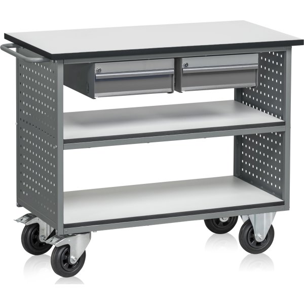 Værkstedsvogn FLEX 200, med 2 skuffer+hylde, grå