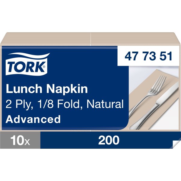 Tork Frokostserviet, 1/8, 2-lag, Natur, 200 stk.
