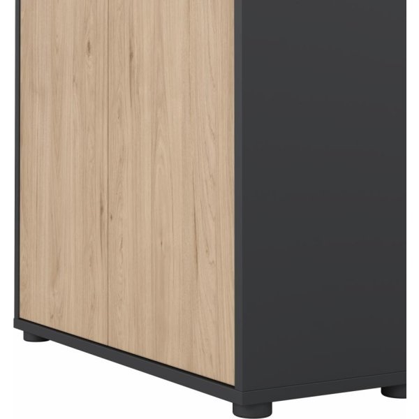 Small Officeline høj bogreol m/2 låger, grå/eg