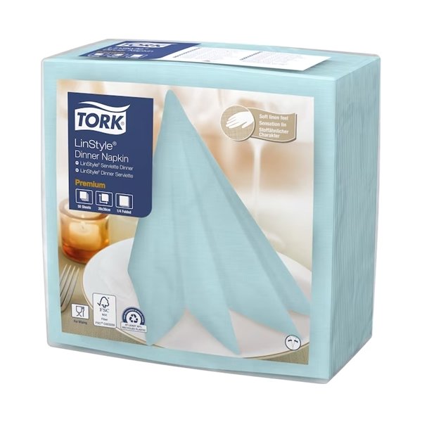 Tork Linstyle Middagsserviet, Isblå, 50 stk.