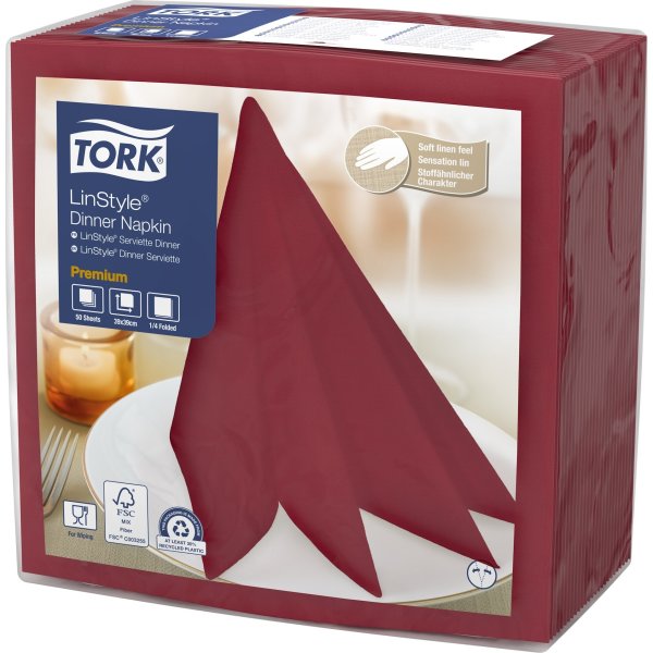 Tork Linstyle Middagsserviet, Bordeaux, 50 stk.