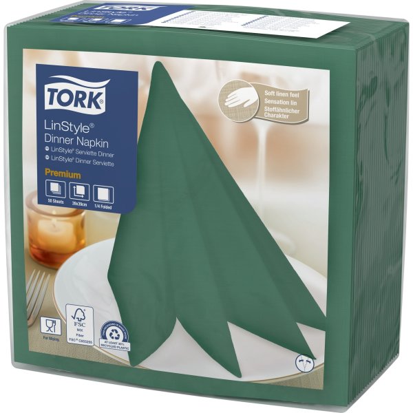 Tork Linstyle Middagsserviet, Mørkegrøn, 50 stk.
