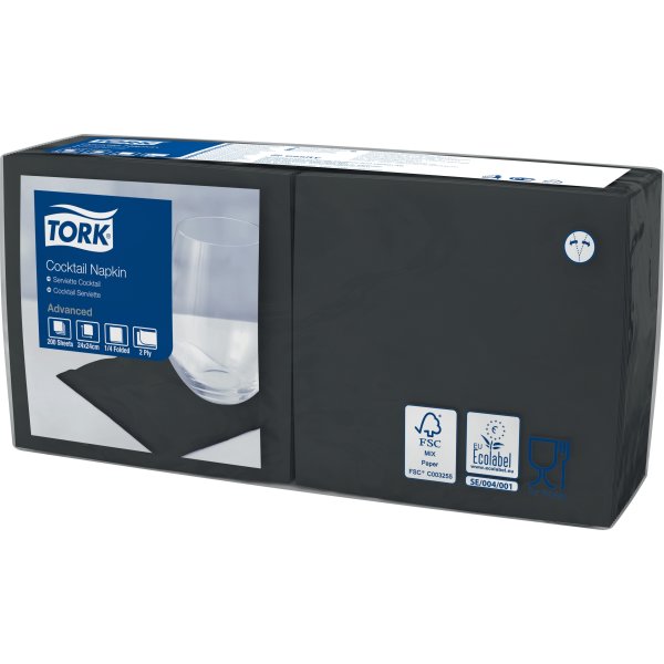 Tork Kaffeserviet, 2-lag, Sort, 200 stk.
