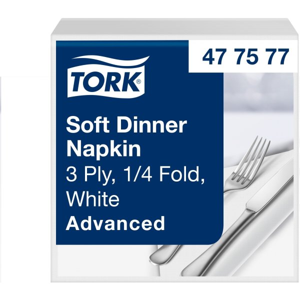 Tork Middagsserviet, 3-lag, Hvid, 100 stk.