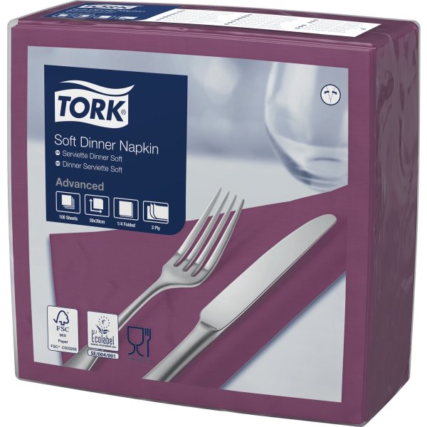 Tork Middagsserviet, 3-lag, Lilla, 100 stk.