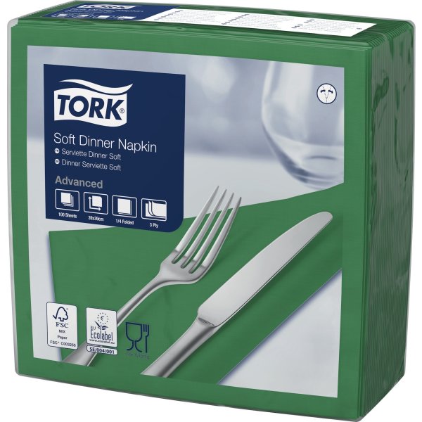 Tork Middagsserviet, 3-lag, Mørkegrøn, 100 stk.