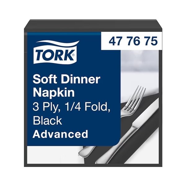Tork Middagsserviet, 3-lag, Sort, 100 stk.