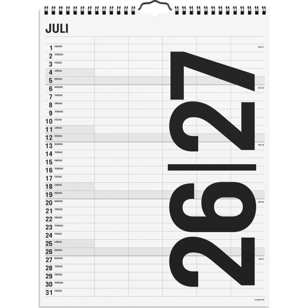 Mayland 26/27 Vægkalender, Black & White