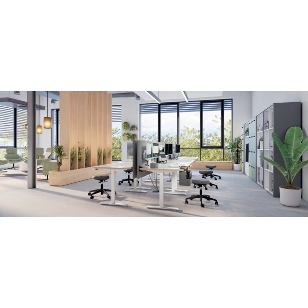 Leitz Ergo sidde-/ståbord 140x80 cm, hvid