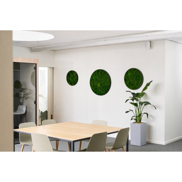 Pudemosbillede, Ø70 cm, m/sort træramme