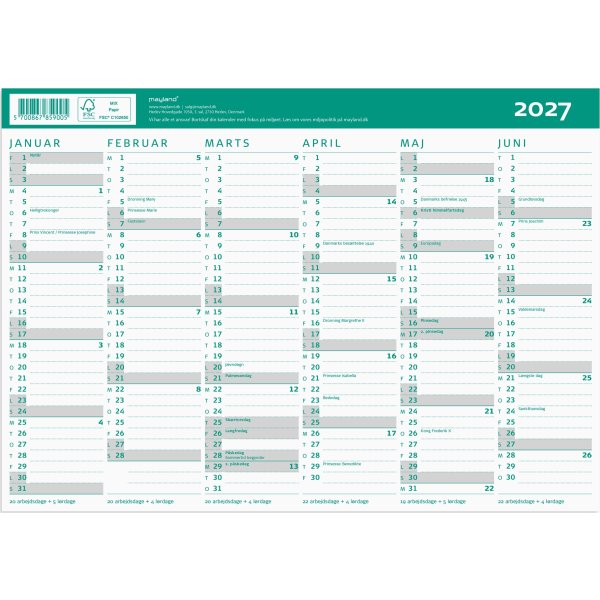 Mayland 26/27 Kartonkalender, A4