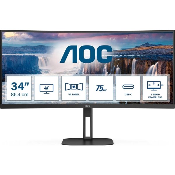 AOC skærm - 34", CU34V5C - 3440x1440 UWQHD 100Hz