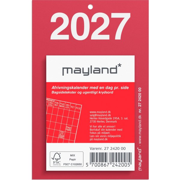 Mayland 2027 Afrivningskalender, lille