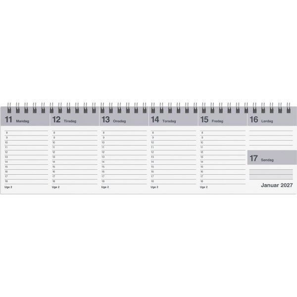 Mayland 2027 Bordkalender, Dag-Uge