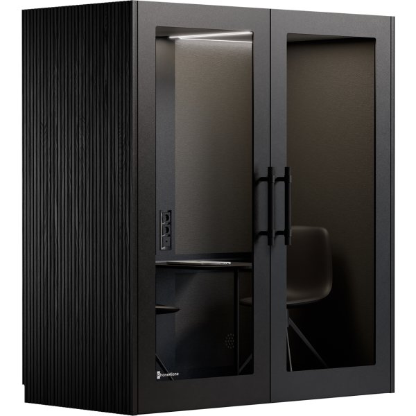 PhoneAlone Dobbeltboks, 2 pers. Sort/Sort lameller