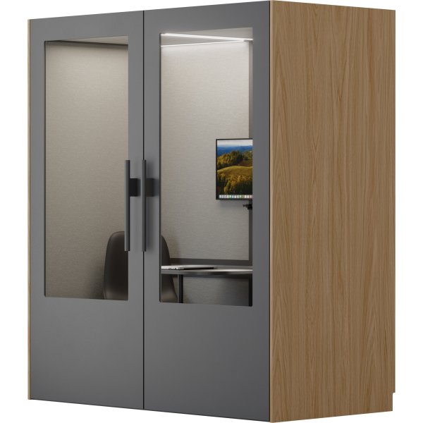 PhoneAlone Dobbeltboks, 2 pers., Grå/lys eg