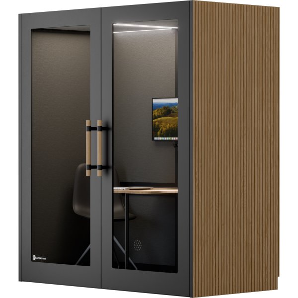 PhoneAlone Dobbeltboks, 2 pers., Sort/ Eg lameller