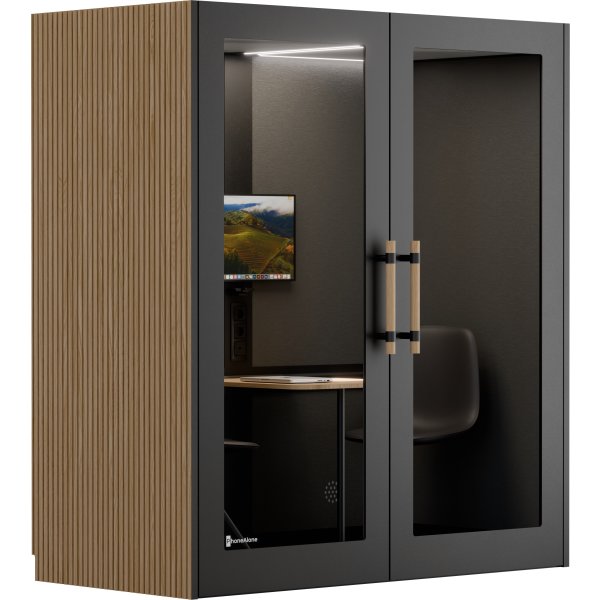 PhoneAlone Dobbeltboks, 2 pers., Sort/ Eg lameller