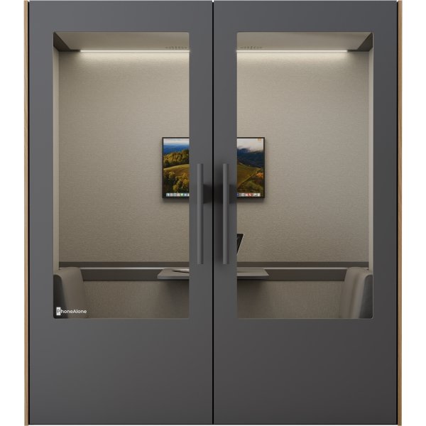 PhoneAlone Mødeboks, 4 pers., Grå/lys eg