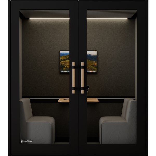 PhoneAlone Mødeboks, 4 pers., Sort/ Eg lameller