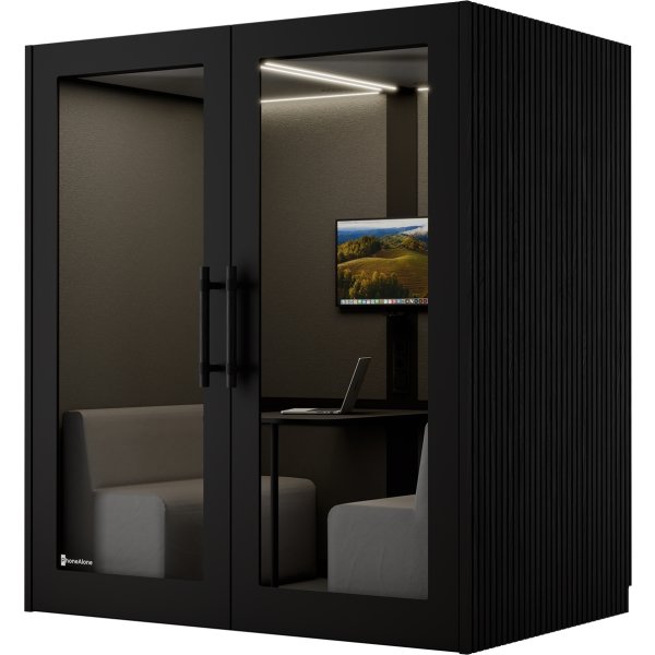 PhoneAlone Mødeboks, 4 pers., Sort/ Sorte lameller