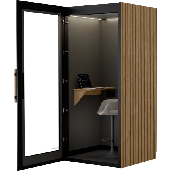 PhoneAlone Telefonboks, Sort/ Eg lameller