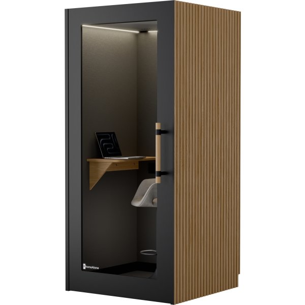 PhoneAlone Telefonboks, Sort/ Eg lameller
