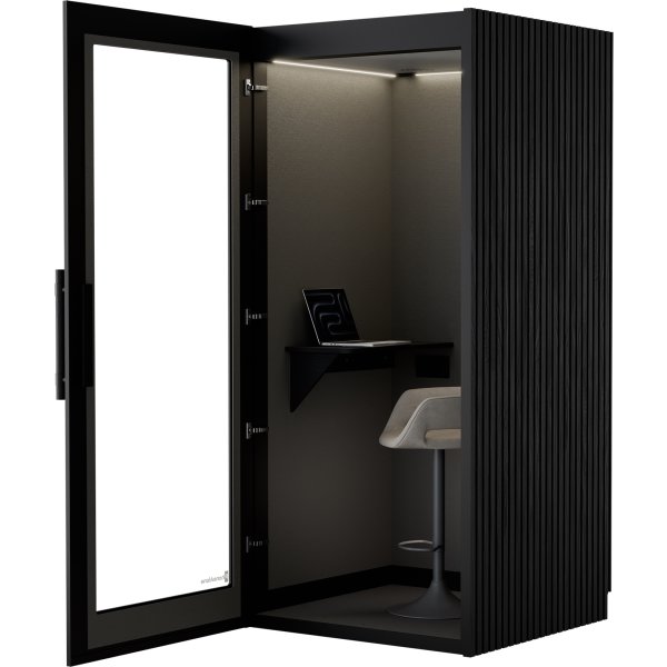 PhoneAlone Telefonboks, Sort/ Sorte lameller