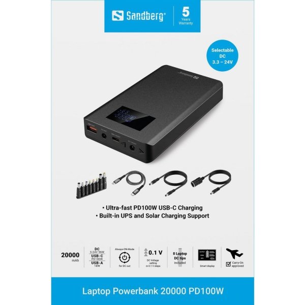 Sandberg Laptop Powerbank - 20000 mAh, PD100W