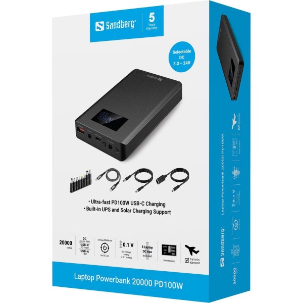 Sandberg Laptop Powerbank - 20000 mAh, PD100W