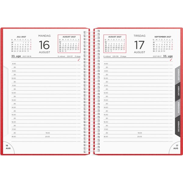 Mayland 2027 Dagkalender, rød