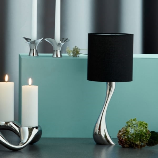 Georg Jensen Cobra Mini Lampe H40,5, sølv/sort