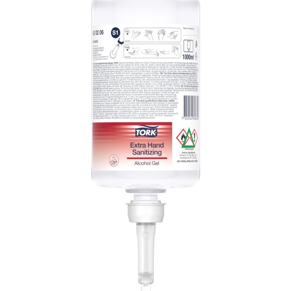 Tork S1 Extra Alkohol Hånddesinfektion Gel, 1 L
