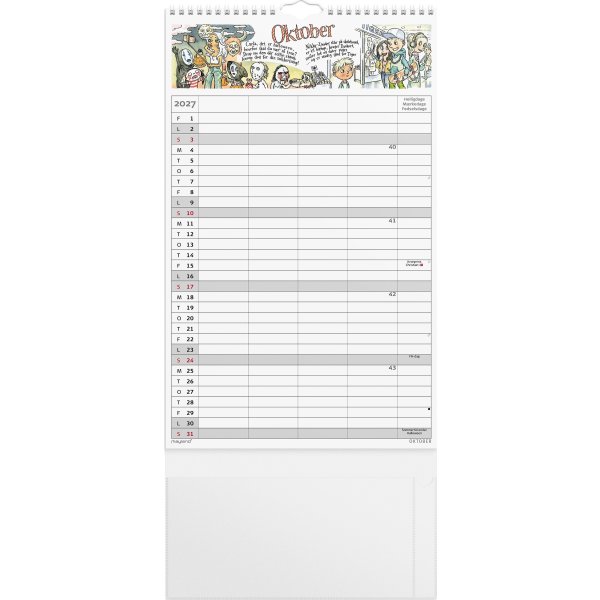 Mayland 2027 Familiekalender m. stickers, 4 kol.