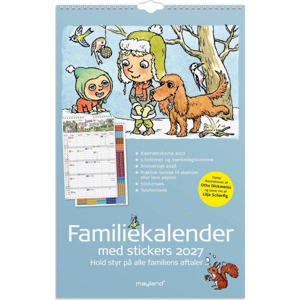 Mayland 2027 Familiekalender m. stickers, 5 kol.