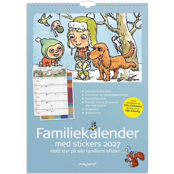Mayland 2027 Familiekalender m. stickers, 6 kol.
