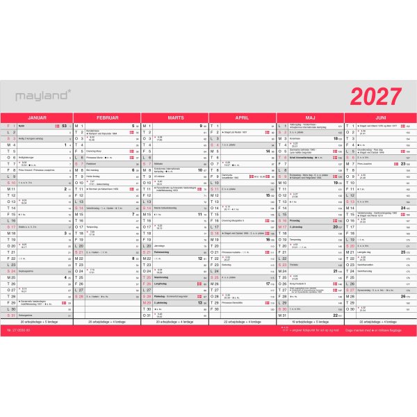 Mayland 2027 Flagkalender