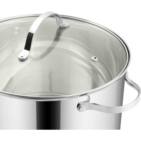 Gryde m/låg, rustfrit stål, 10L.
