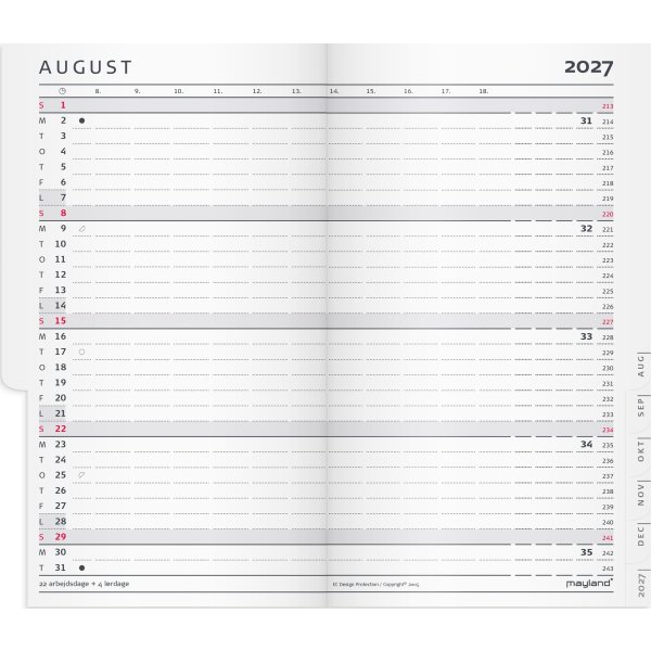 Mayland 2027 Kalender, Index Planner Mini refill