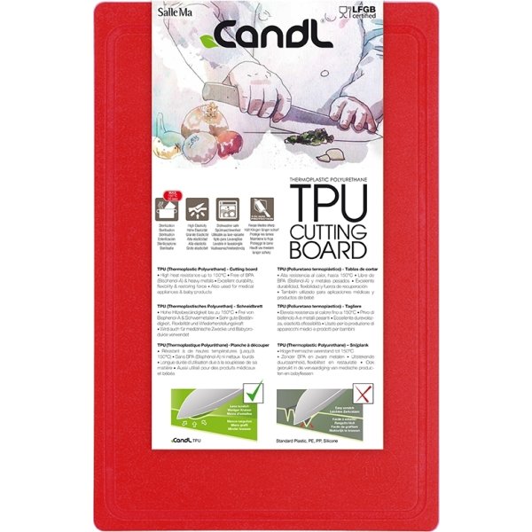 Candl TPU Skærebræt, 38x25 cm, rød