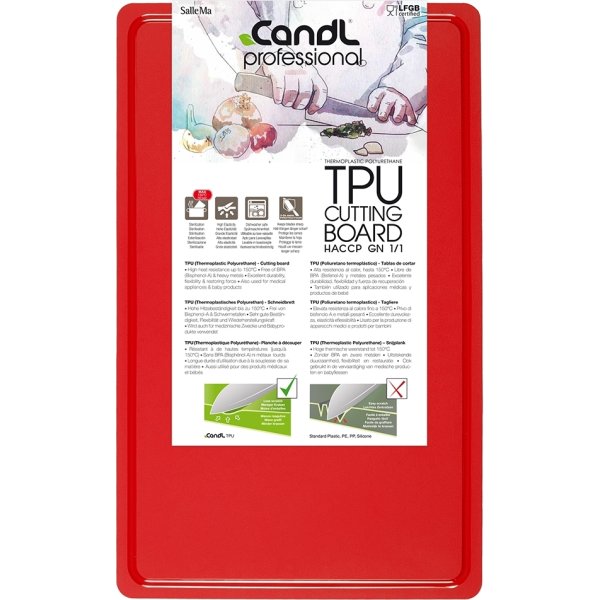 Candl TPU Skærebræt, Proff, 53x32,5 cm, rød