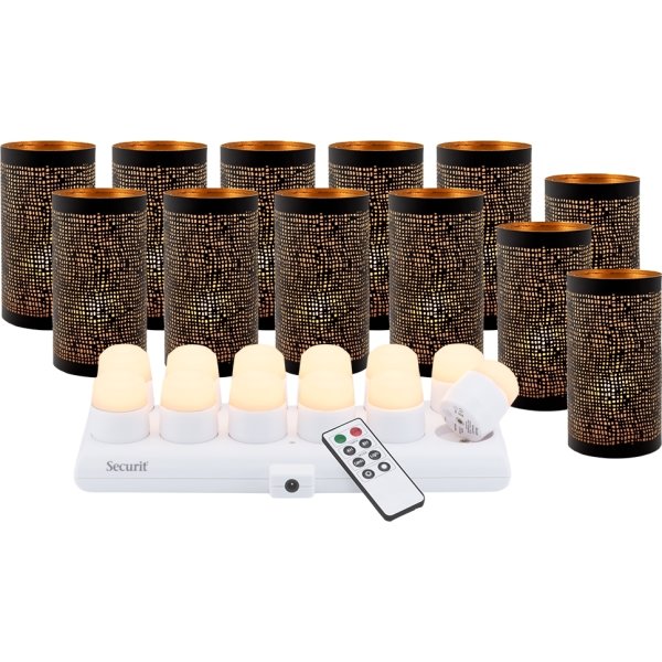 Securit® IBIZA metalstager m/hvid LED, 12 stk