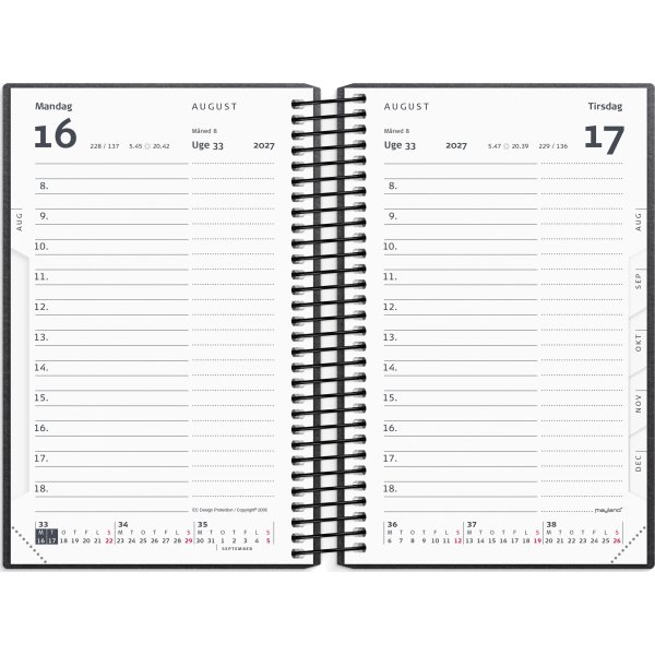 Mayland 2027 Kalender, Mini dagkalender, sort
