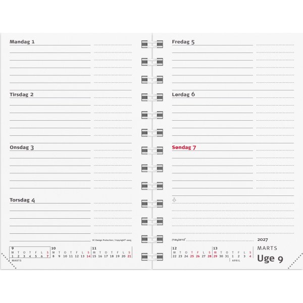Mayland 2027 Kalender, Mini Planner, vinyl, sort