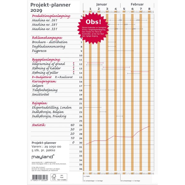 Mayland 2029 Kalender, Projekt Planner, brun