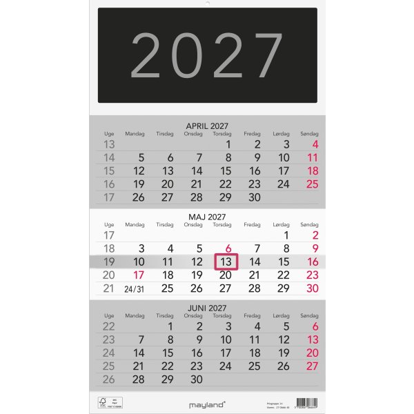 Mayland 2027 Kalender, Triplanner