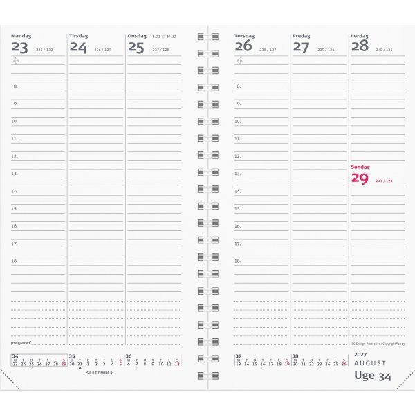 Mayland 2027 Kalender, Week Planner refill