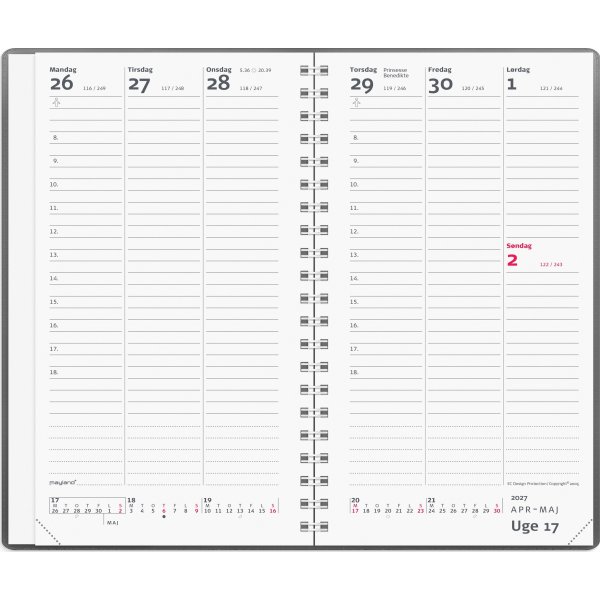 Mayland 2027 Kalender, Week Planner, vinyl, grå