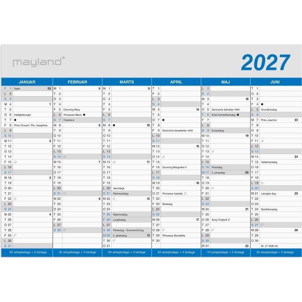 Mayland 2027 Kontorkalender, Klassisk, A5